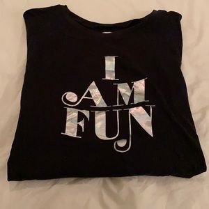 Bando Black T I AM FUN with silver text